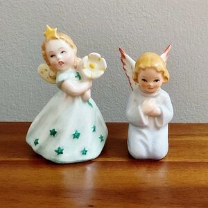 Vintage Goebel Angel Figurines Pair West Germany Porcelain Mid Century